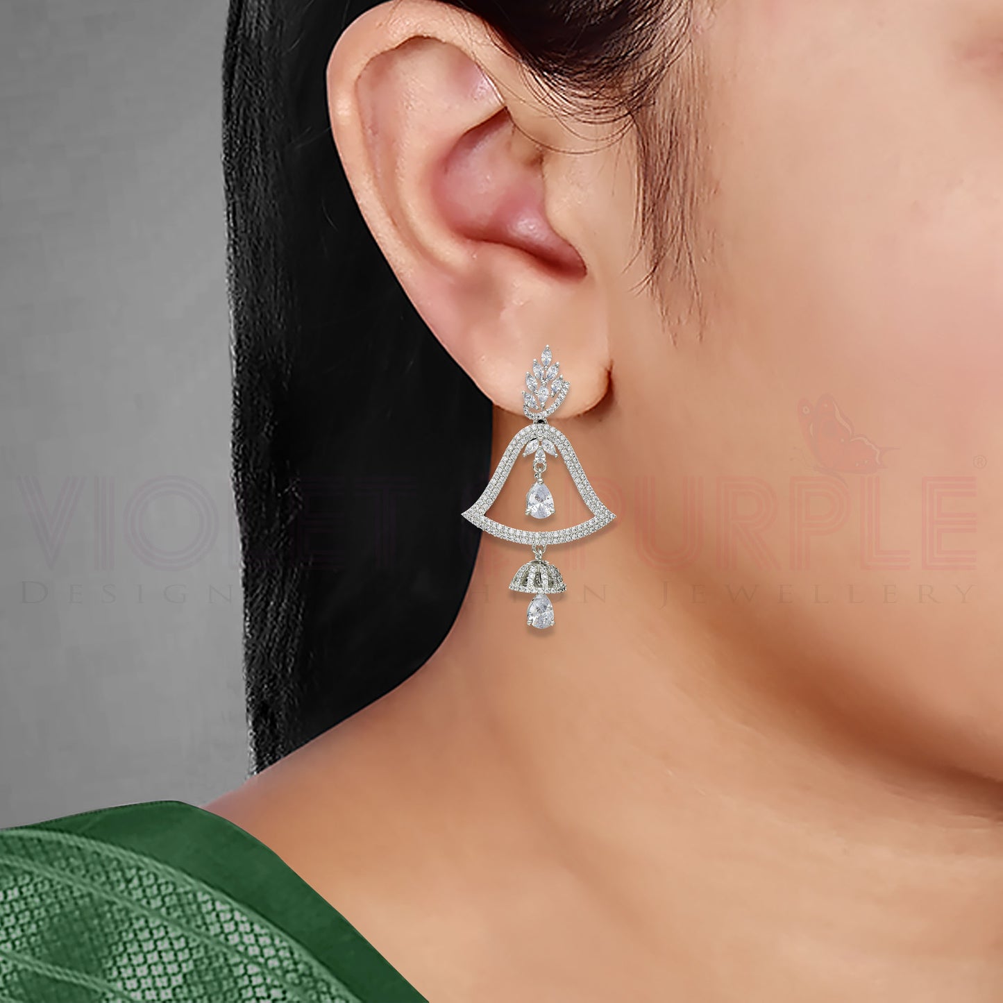 Zirconia Chandbali Earrings