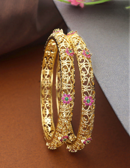 Designer Zirconia Gold Plated Bangles