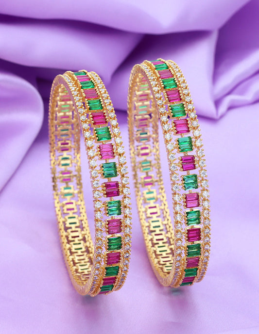 Designer Zirconia Ruby & Emerald Bangles