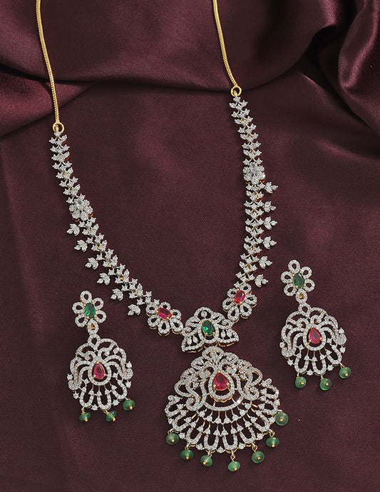 Designer GJ Polish Zirconia Necklace Set