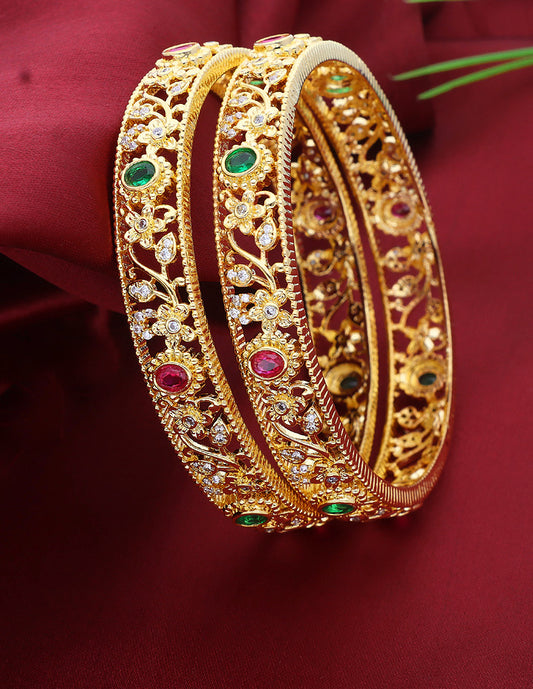 Designer Zirconia Gold Plated Bangles