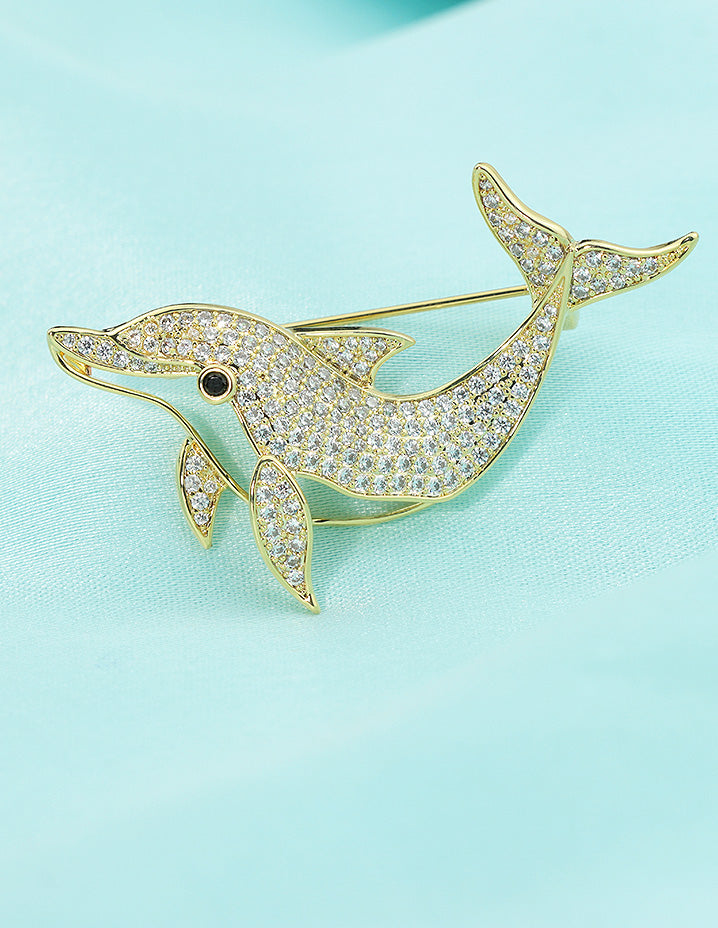 Designer Gold Polish Zirconia Brooch