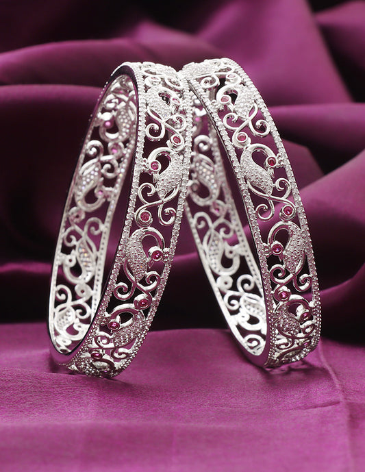 Designer Zirconia Peacock Rani Pink Bangles