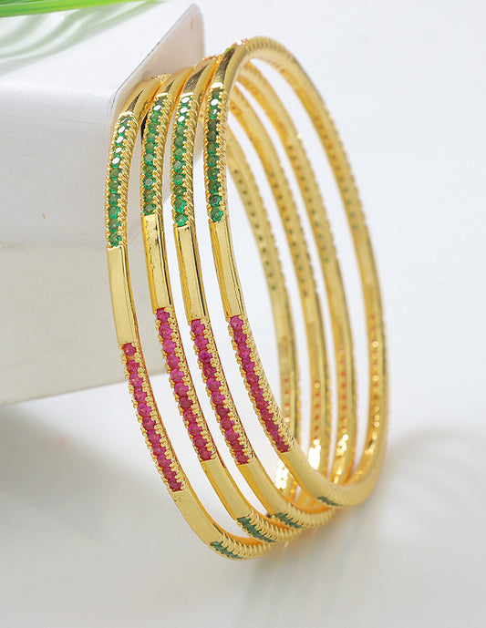 Designer Zirconia Gold Plated Set of 4  Bangles