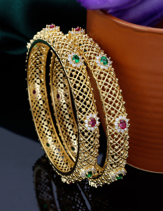 Designer Zirconia Gold Plated Bangles