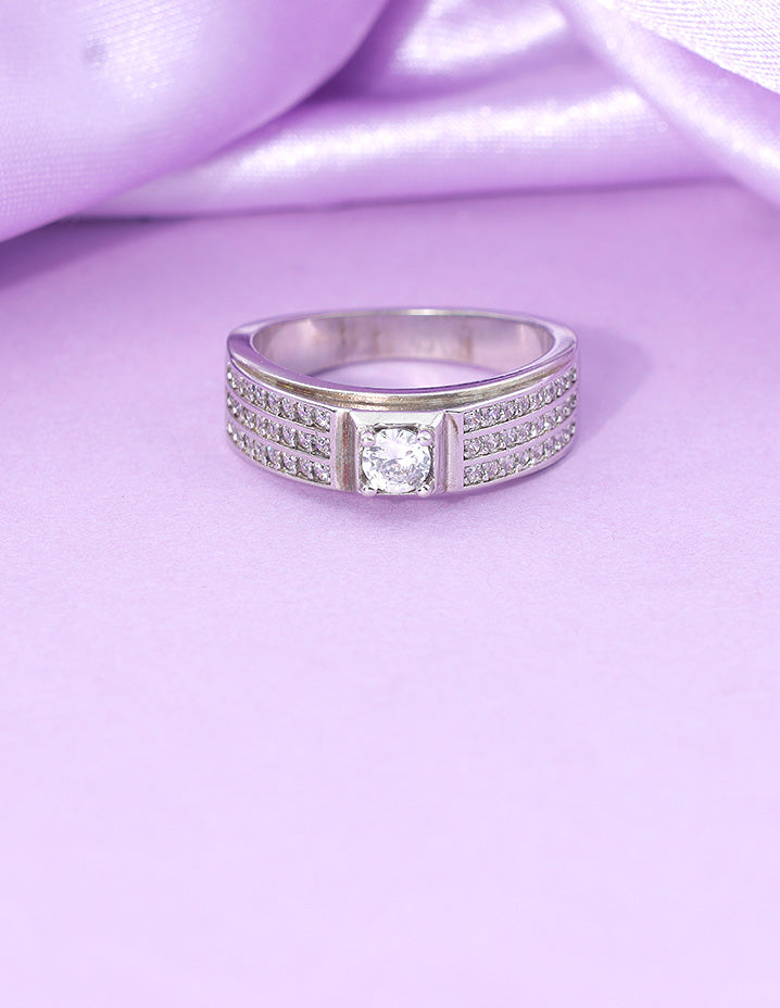 Designer Zirconia Regal Spark Band Finger Ring