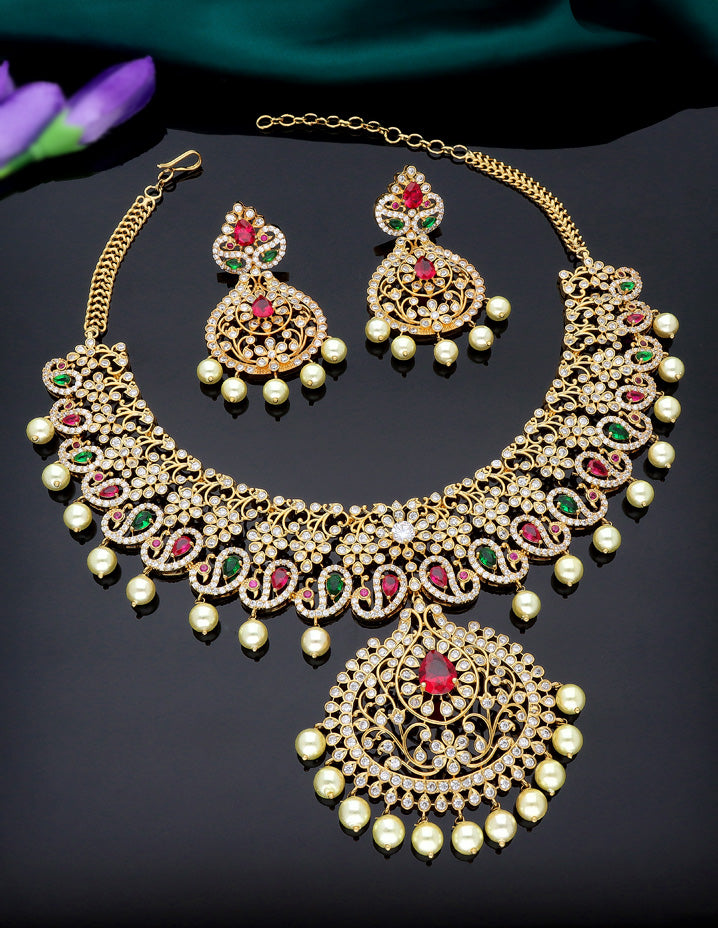 Mango Shape Zircon Necklace Set