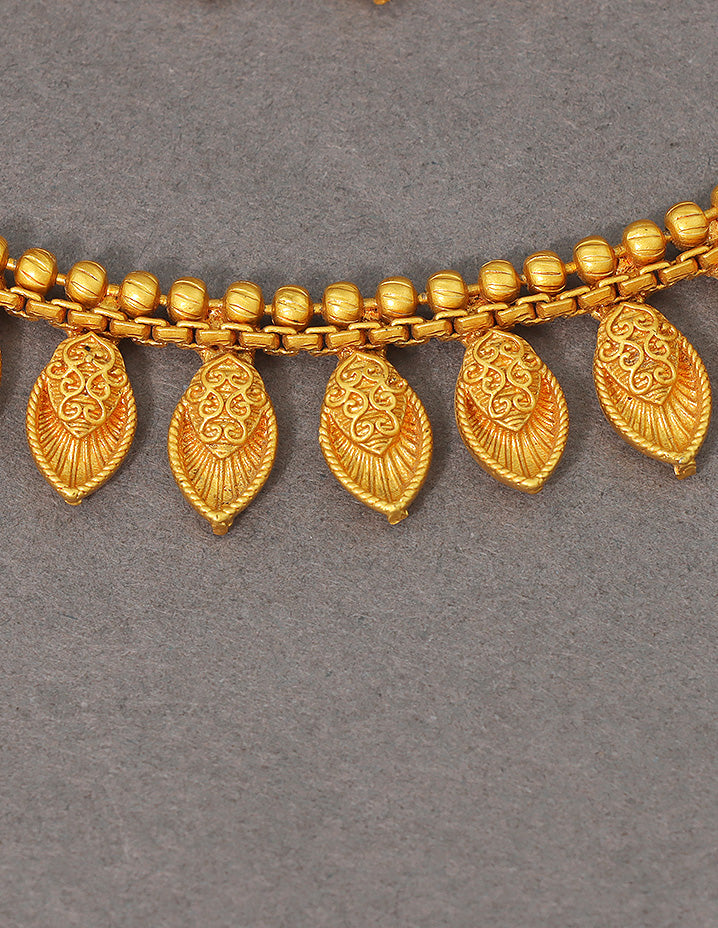 Designer Lakshmi Leaf Antique Polish Anklets