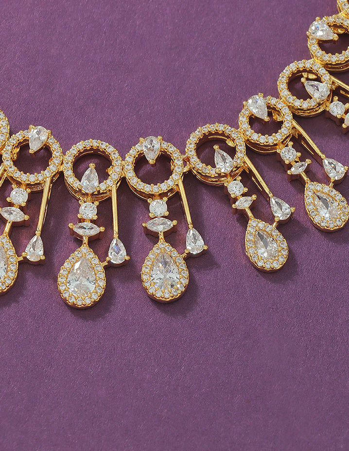 Designer Gold Polish Zirconia Necklace Set