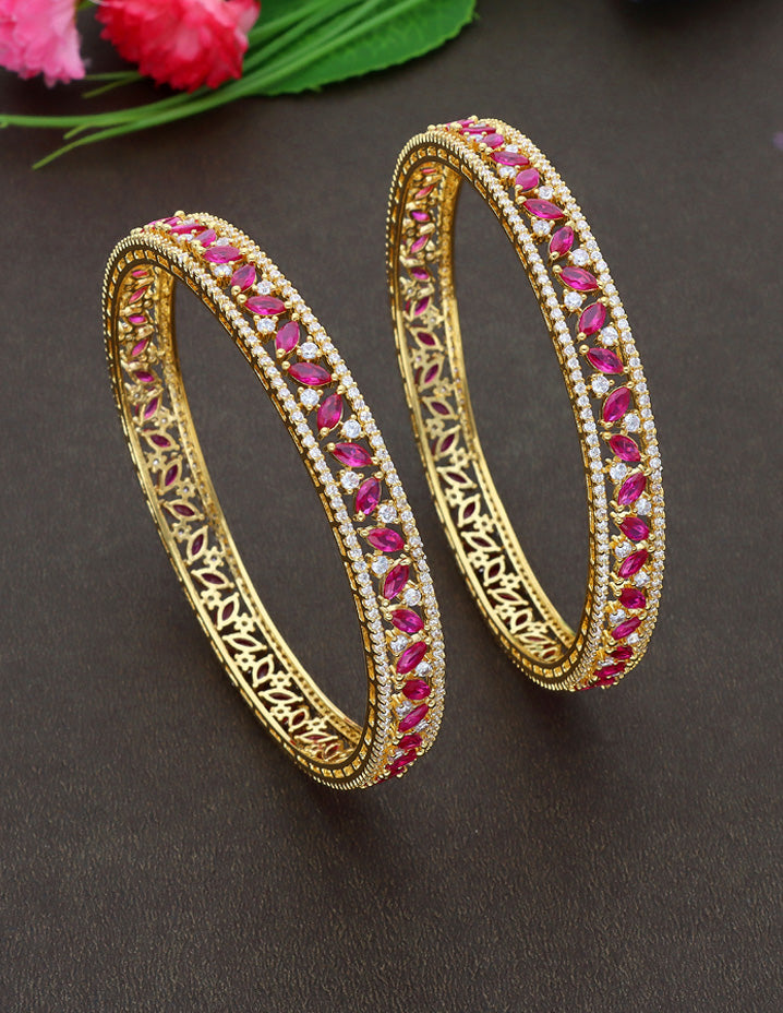 Zircon Kada Bangles zbgl10877/Gold
