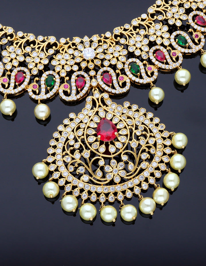 Mango Shape Zircon Necklace Set