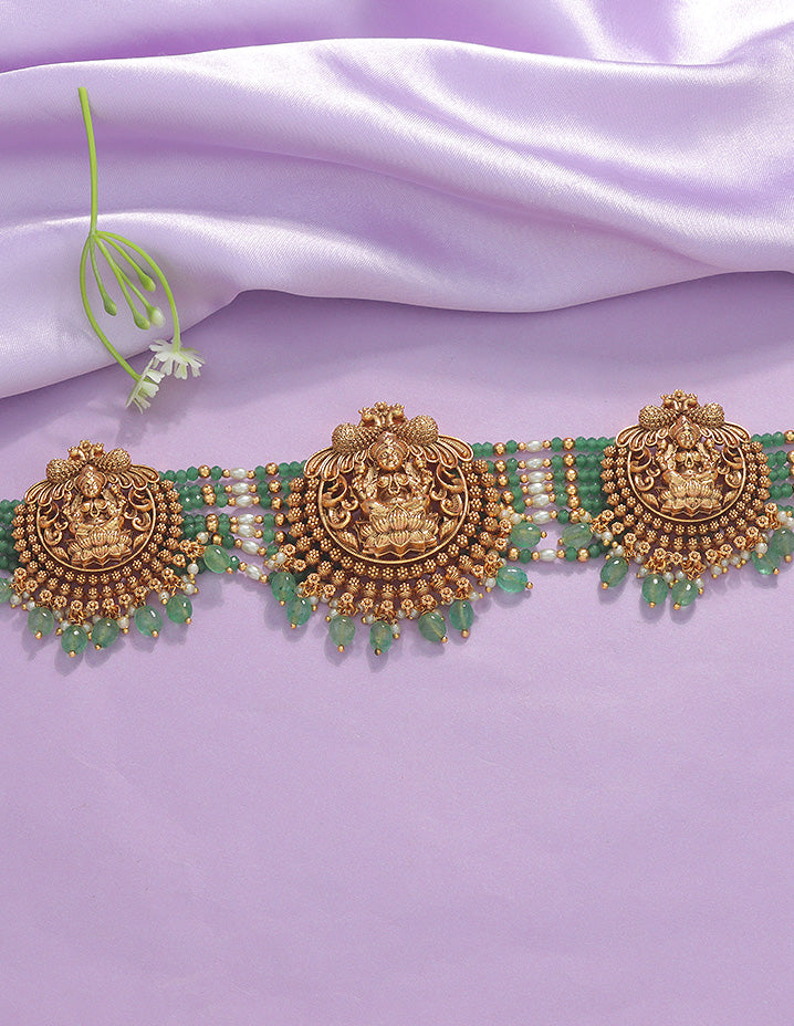 Designer Matt Lakshmi Devi Beads Chain Vaddanam