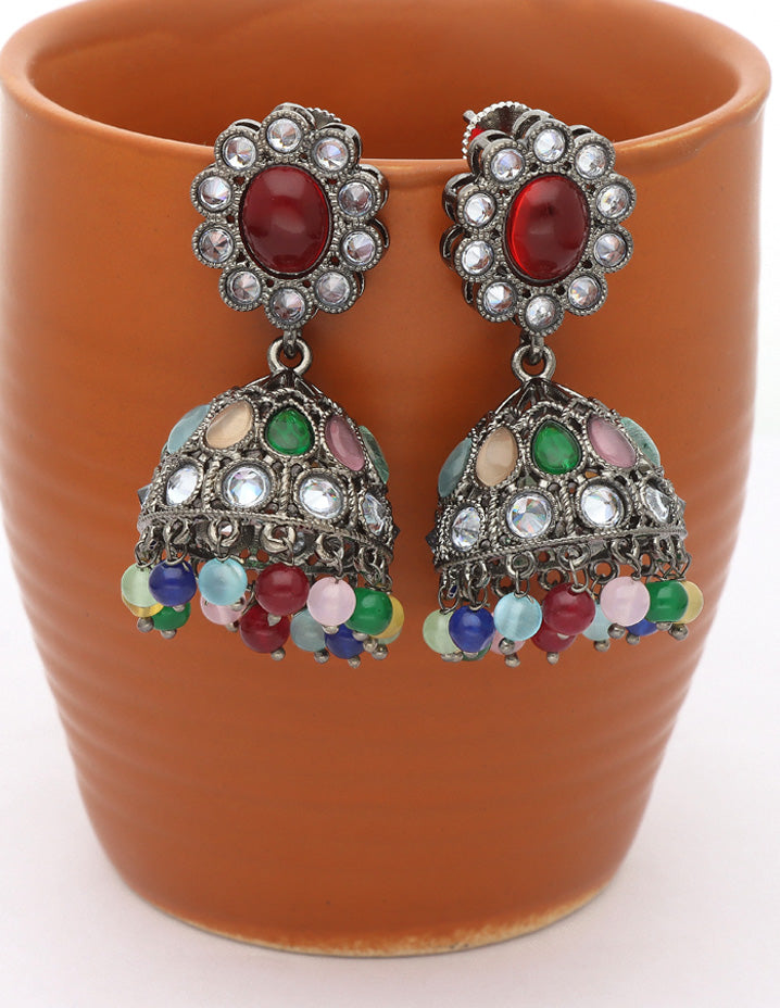 Designer Multicolor Black Metal Fancy Earrings