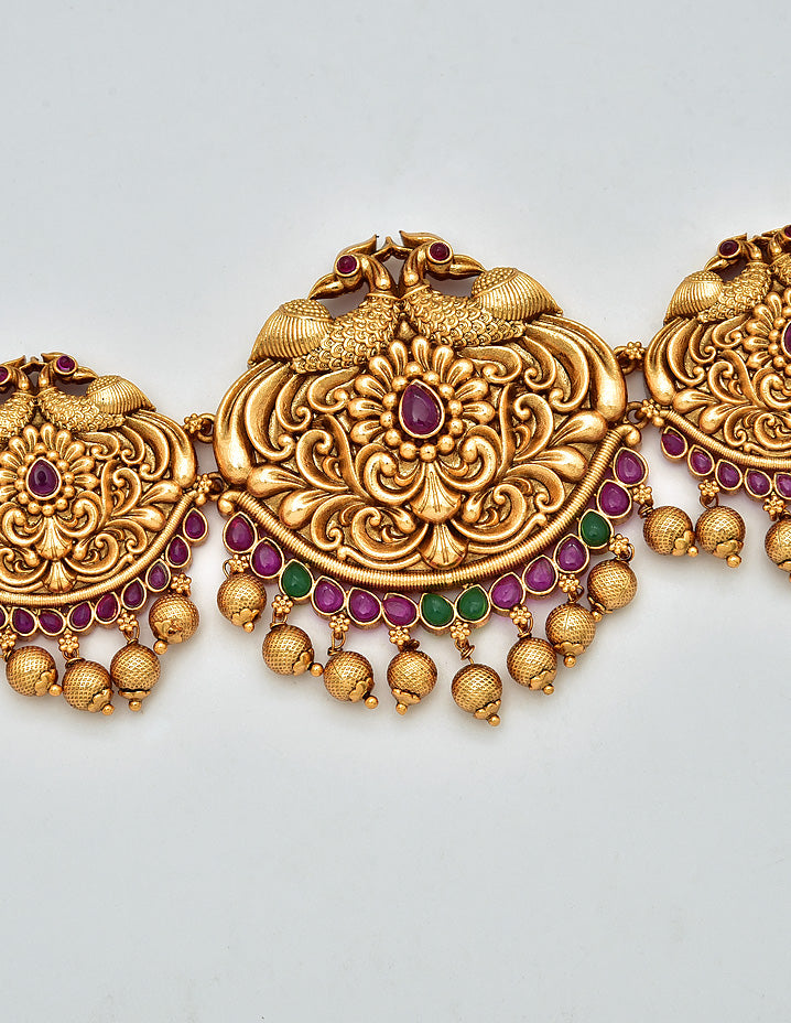 Antique Peacock Pattern Chain Vaddanam