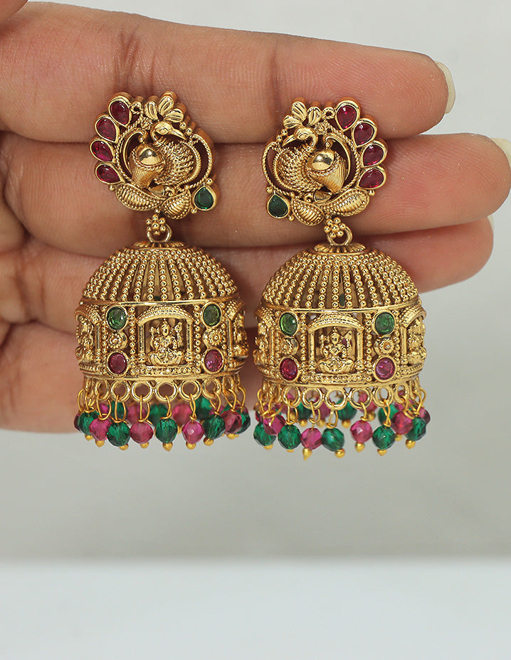 Designer Matt Kempu  lakshmi Devi Temple Jhumka Earrings