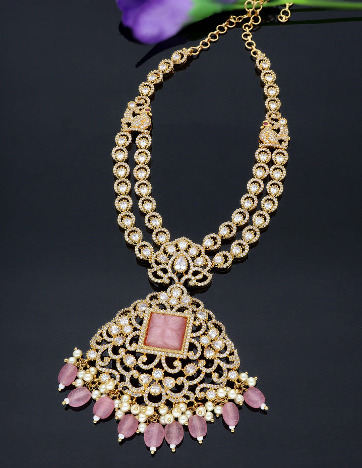 Zirconia Two Layered Moissanite Stone Necklace Set