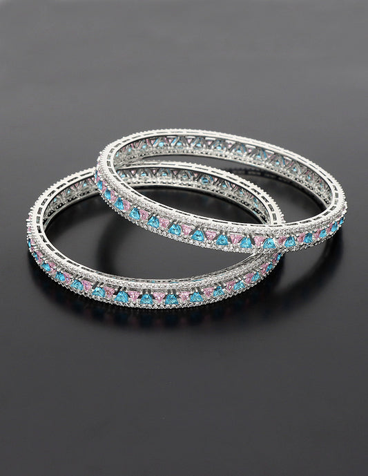 Designer Zirconia Rhodhium Plated Bangles