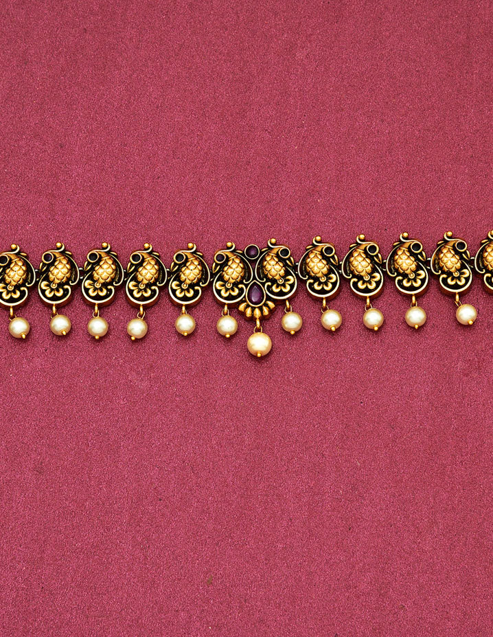 Antique Peacock Pattern Chain Vaddanam