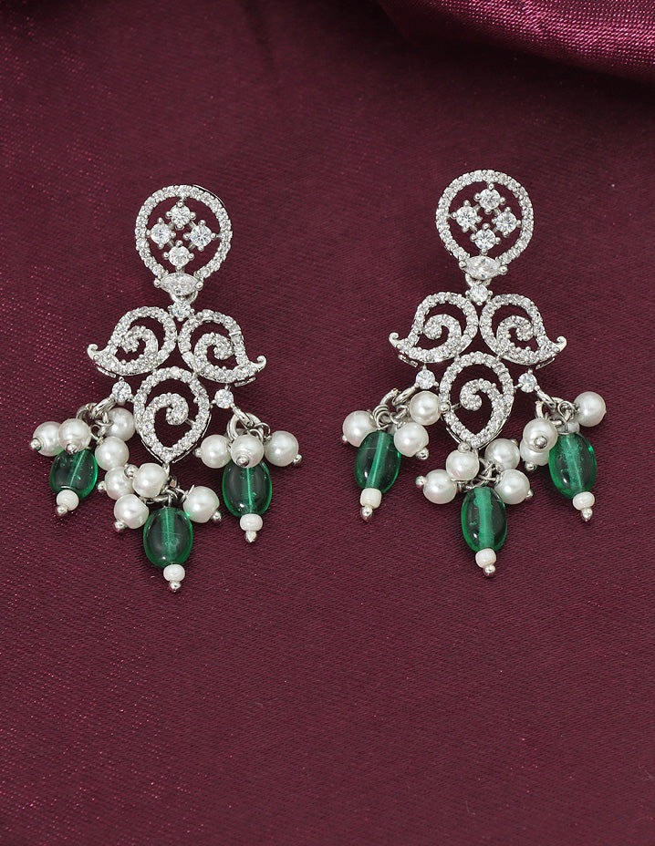 Designer Rhodium Polish Zirconia Necklace Set