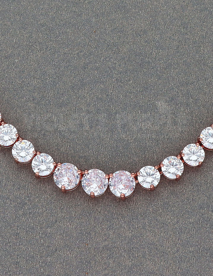 Rose Gold Polish Zirconia Necklace Set