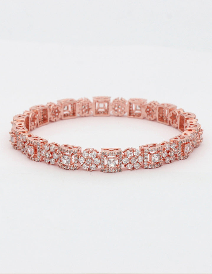 Zircon Floral Rose Gold Kada Bangle