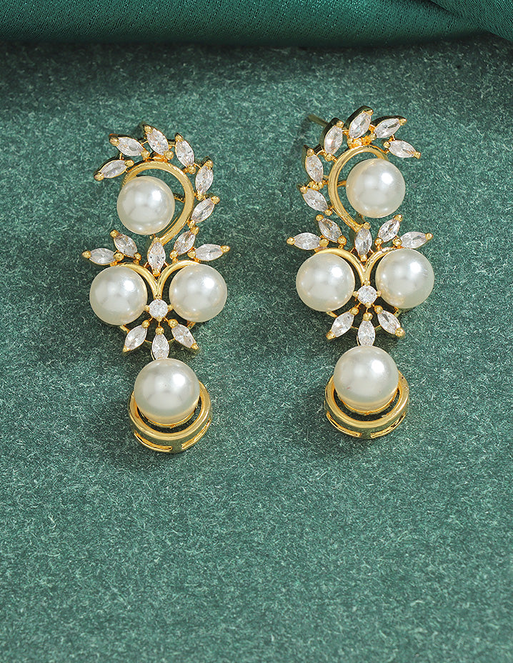 Designer Zirconia Pearl Necklace Set