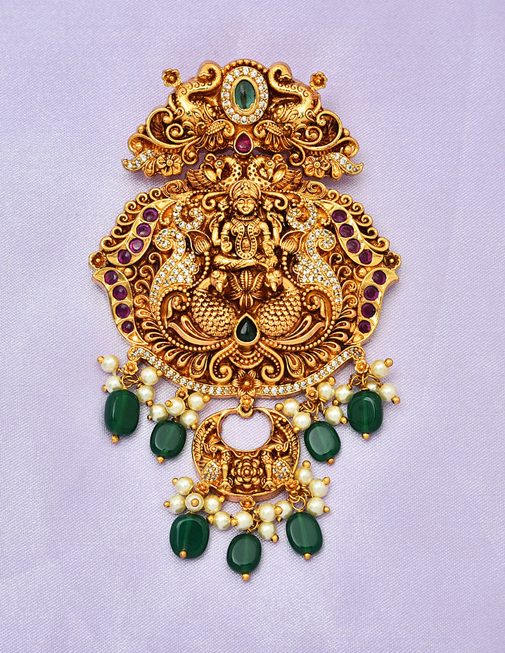 Designer Kempu Lakshmi Devi Pendant Set