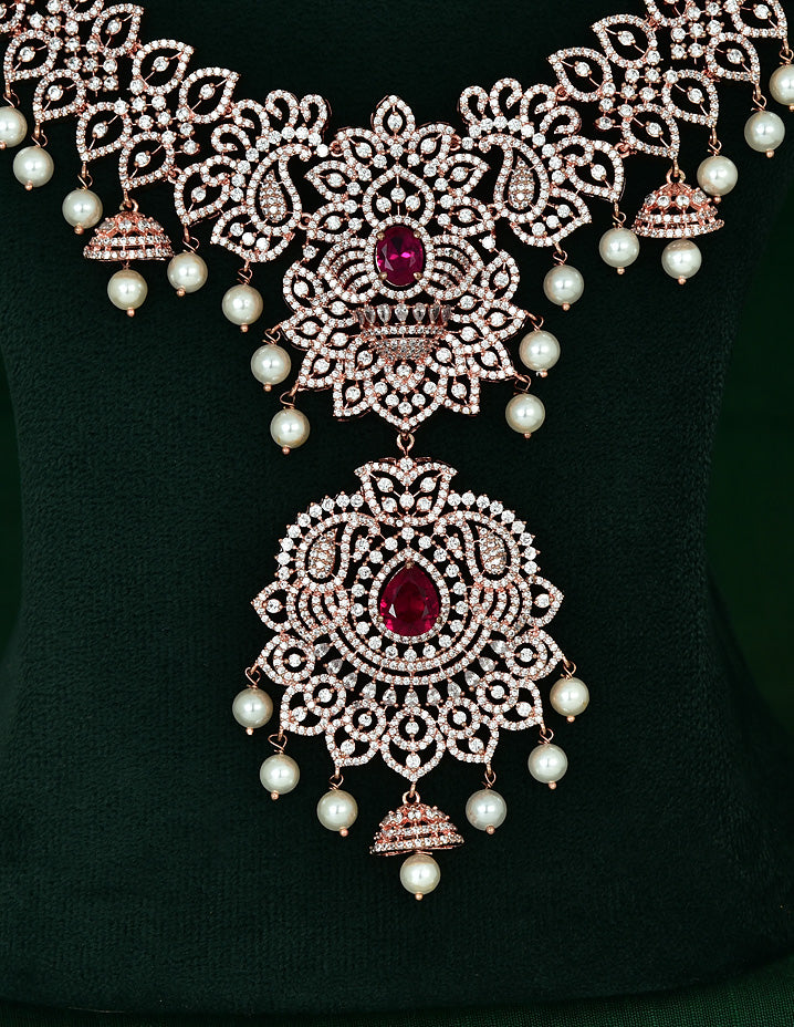 Zircon Rose Gold Polish Long Haaram