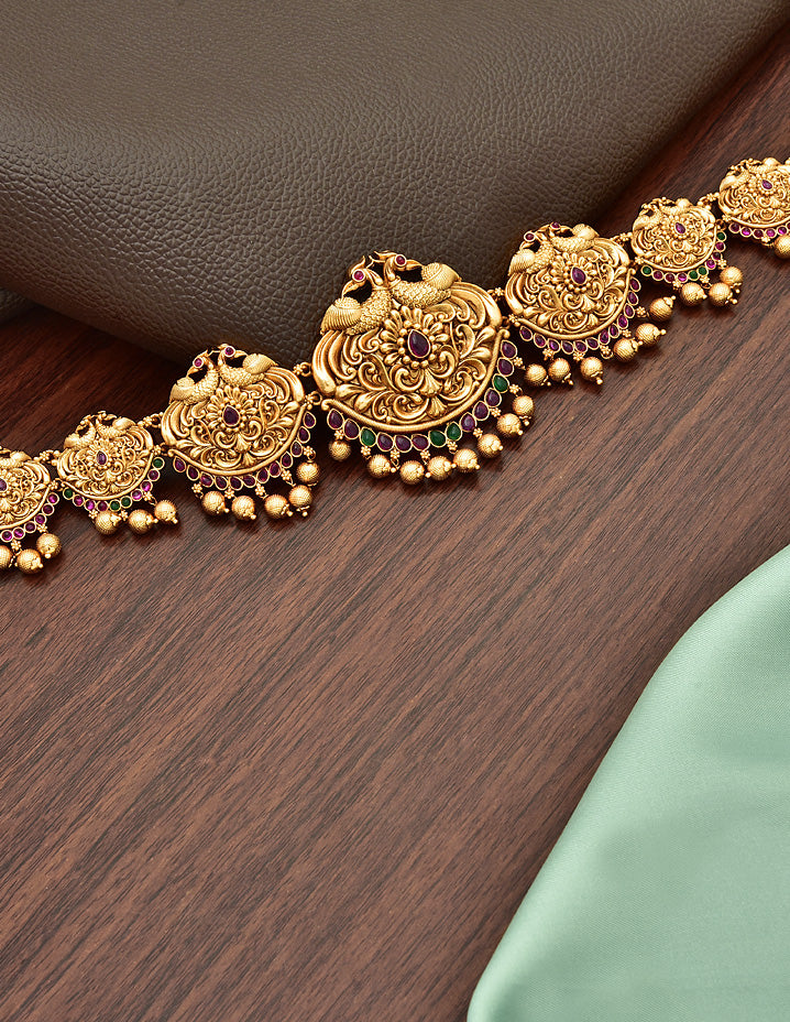 Antique Peacock Pattern Chain Vaddanam