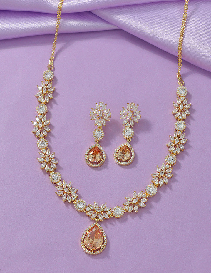 Designer Zirconia Floral Elegance Necklace Set