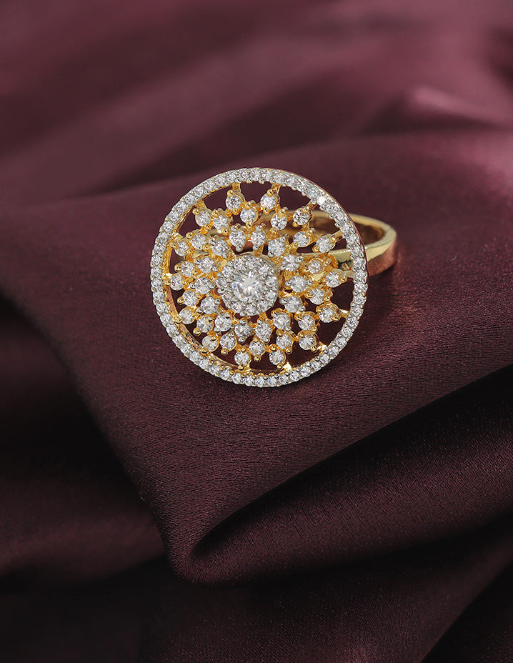 Designer Zirconia Floral Finger Ring