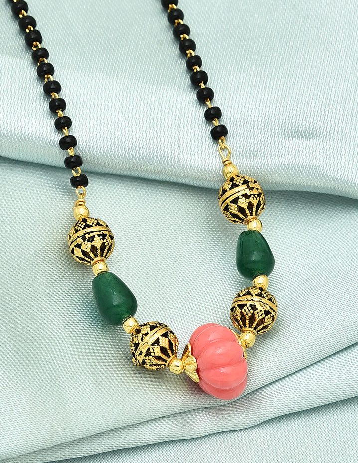 Designer Peach Black Beads