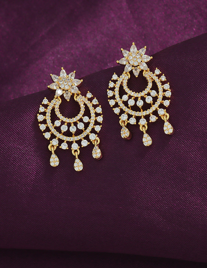 Designer Zirconia Sparkling Starfall Chandbali Earrings
