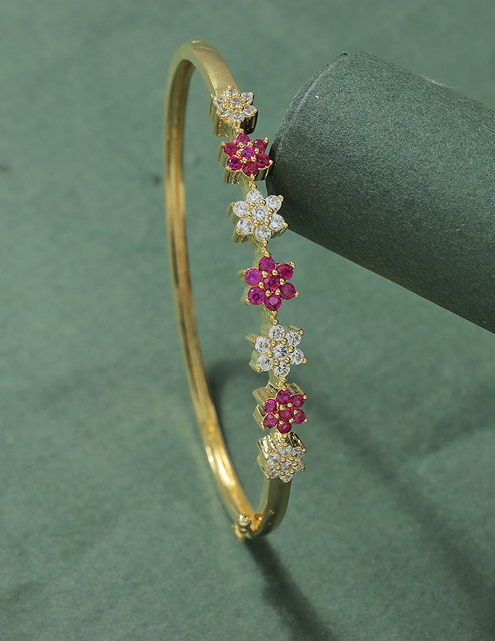 Designer Zirconia Flower Shaped Bracelet