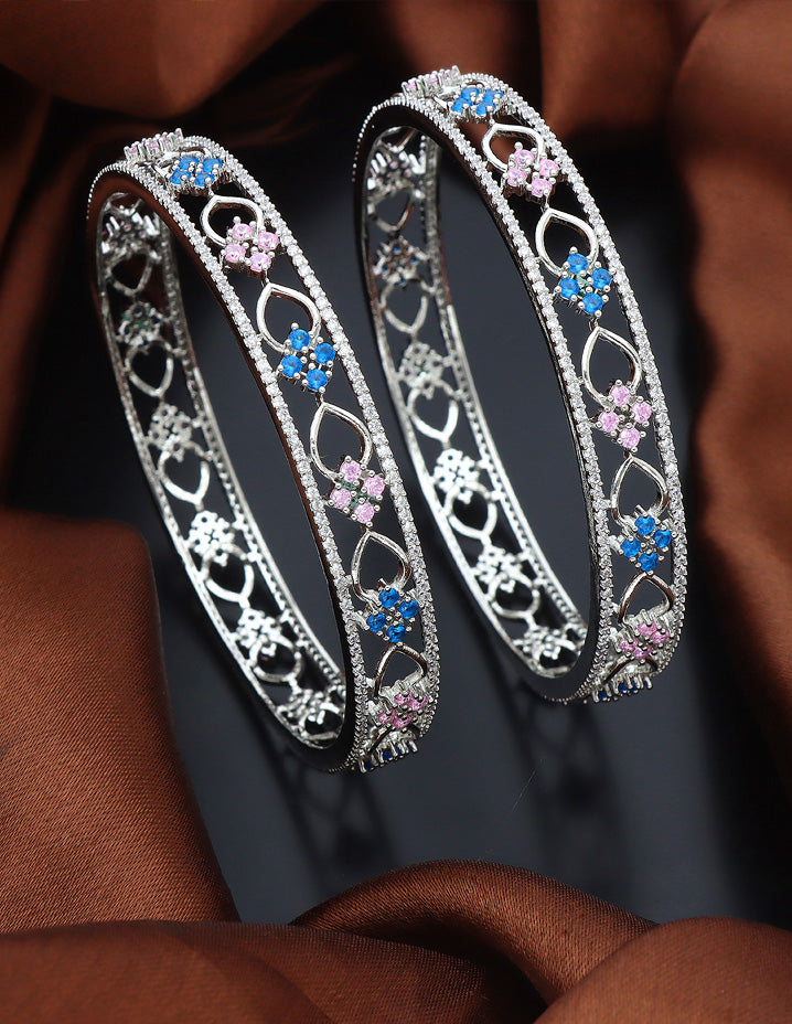 Designer Zirconia Baby-Pink & Sky Blue Bangles