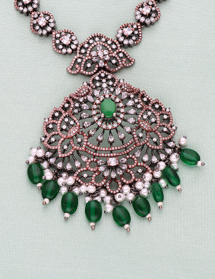 Designer BlackRose Polish Zirconia Necklace Set