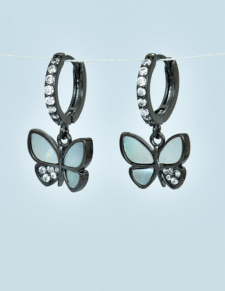 Black Metal Butterfly Drop earrings