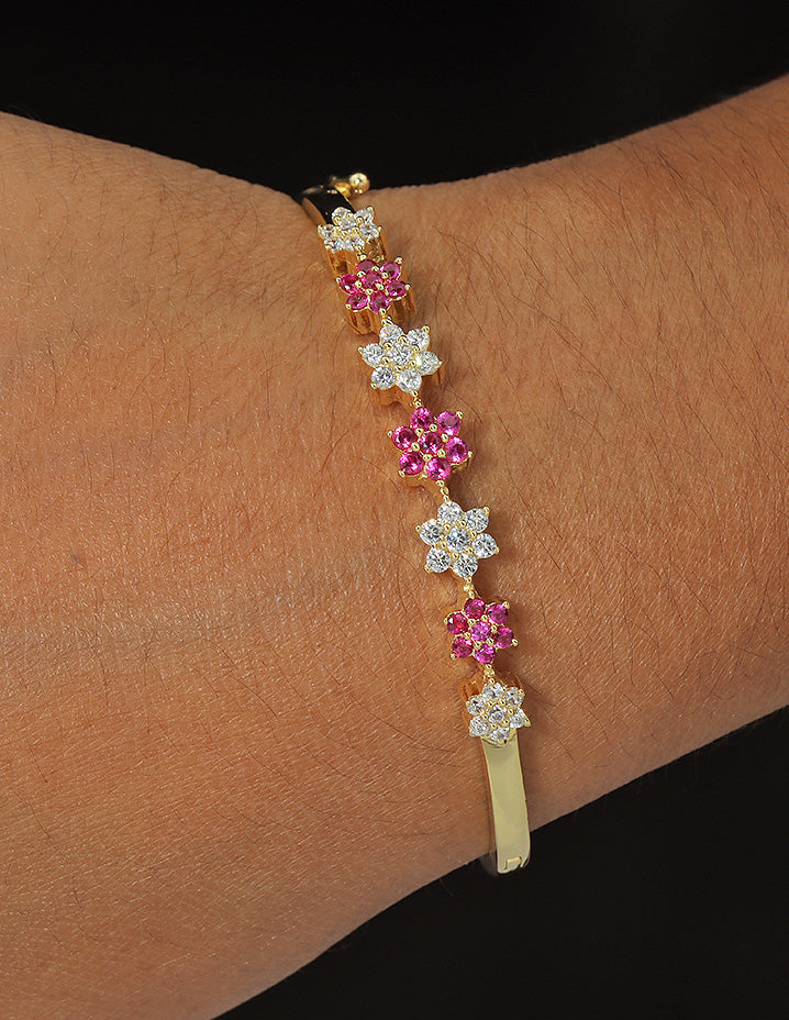 Designer Zirconia Flower Shaped Bracelet