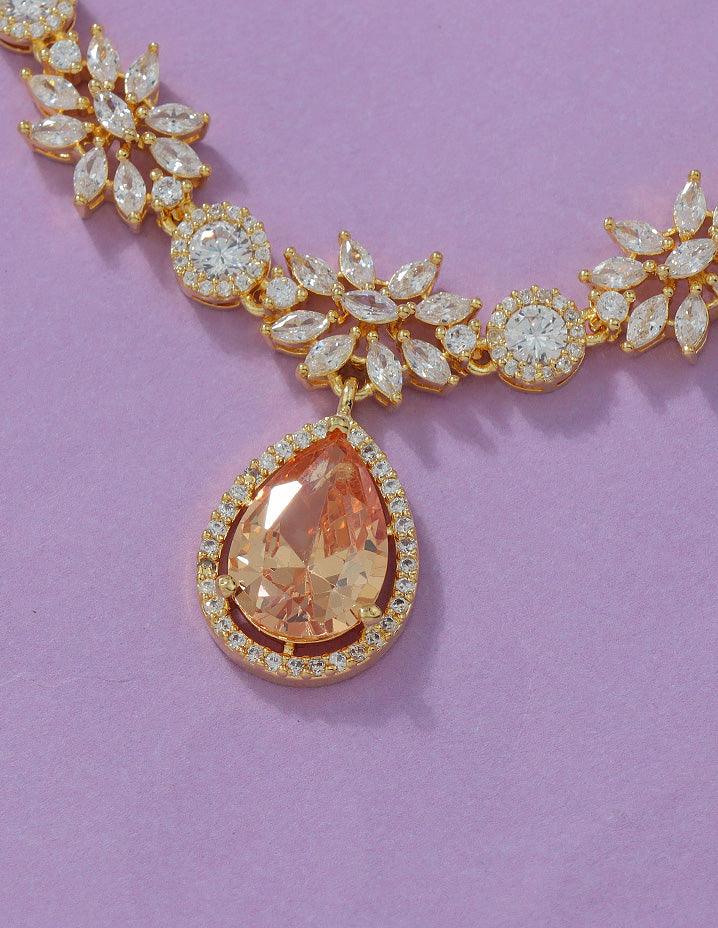 Designer Zirconia Floral Elegance Necklace Set
