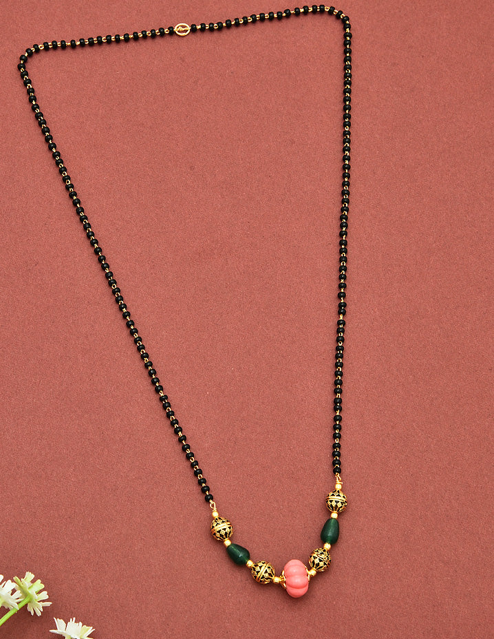 Designer Peach Black Beads