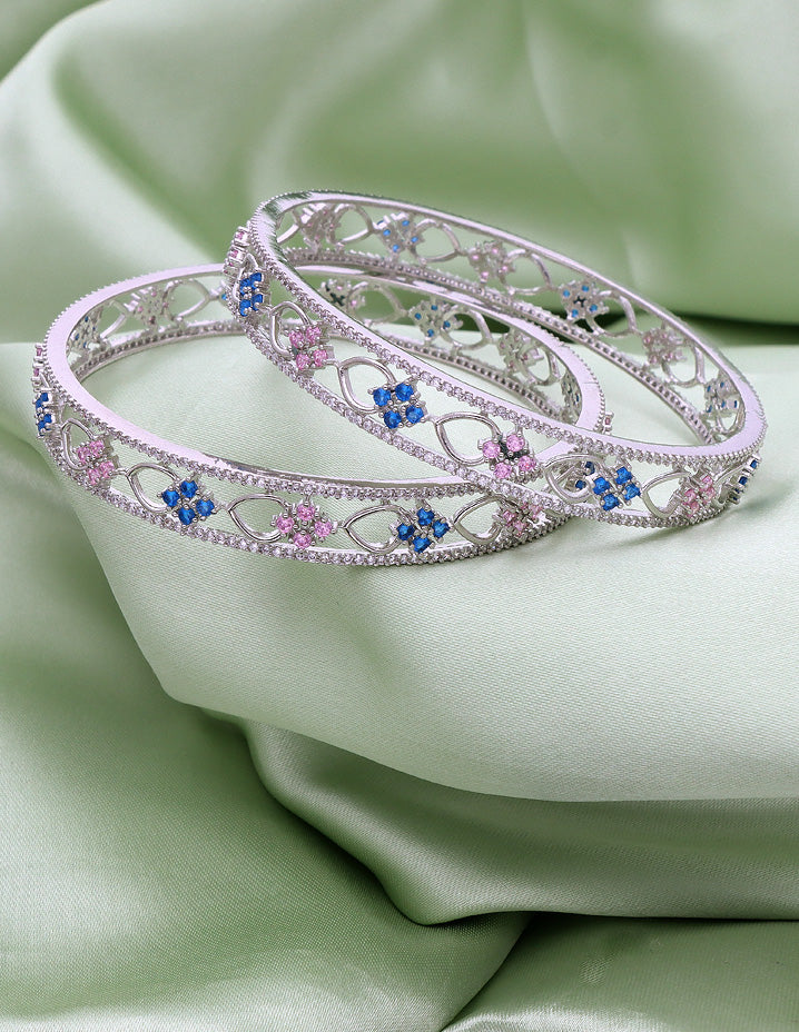 Designer Zirconia Baby-Pink & Sky Blue Bangles