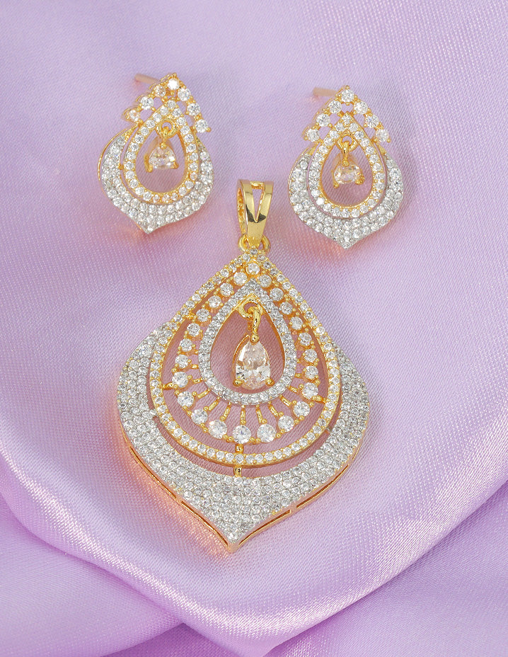 Designer Zirconia GJ Polish Pendant Set