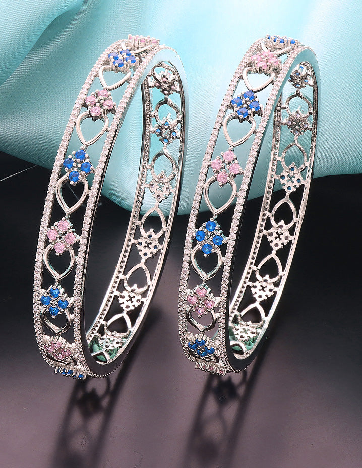 Designer Zirconia Baby-Pink & Sky Blue Bangles