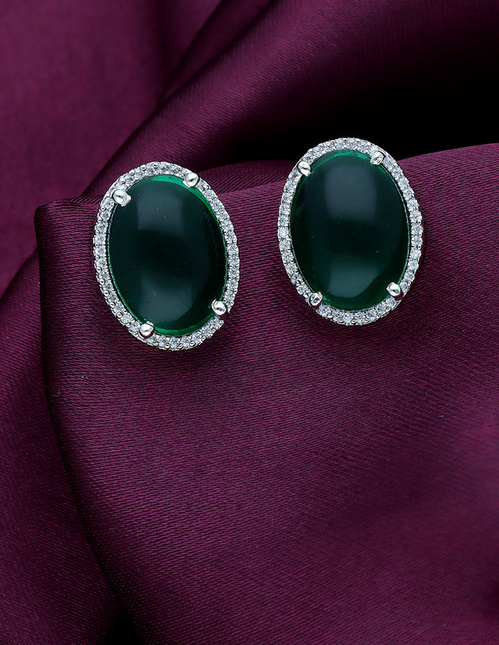 Zirconia Rhodhium Polish Stud Earrings