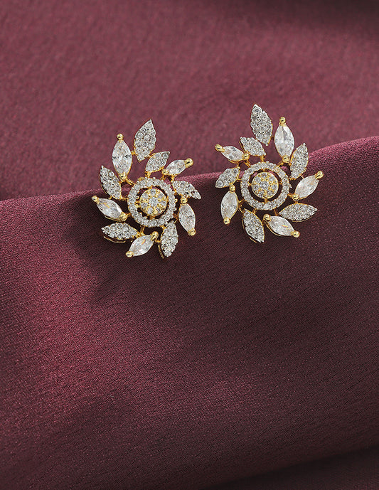 Designer Zirconia Floral Stud Earrings