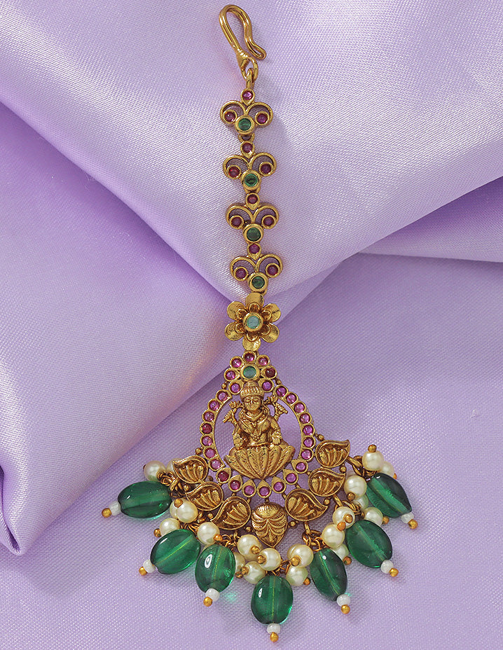 Designer Antique Lakshmi Devi Maang Tikka