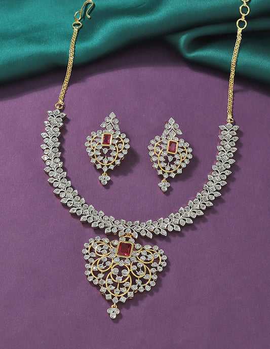 Designer GJ Plated Zirconia Necklace Set