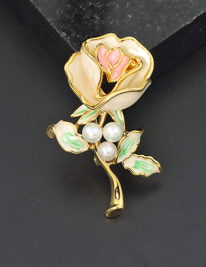 Designer Ceramic Rose Saree Pin