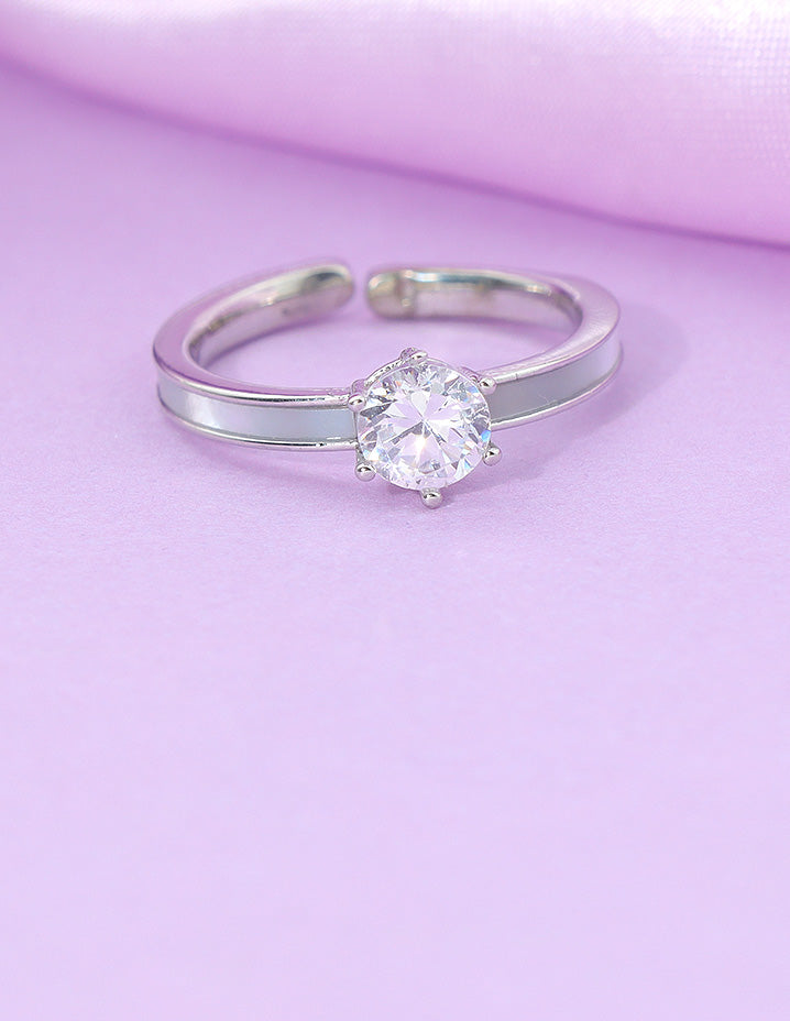 Designer Zirconia MOP Adjustable Finger Ring