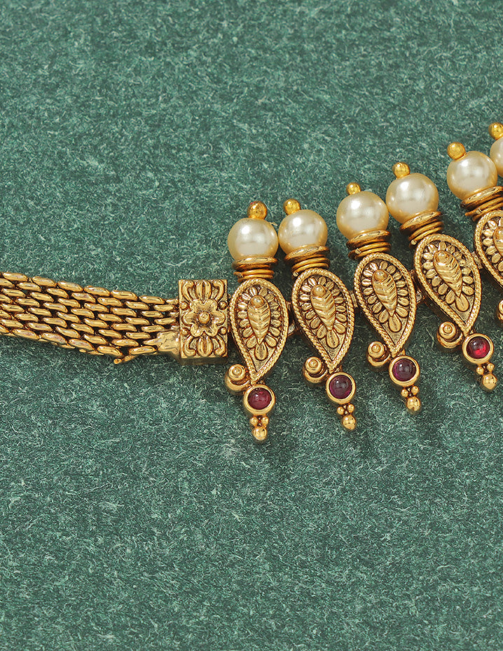Designer Kempu Mango Shape Chain Vaddanam